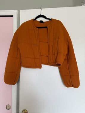 Urban Outfitters Cropped Puffer Jacket - Burnt Orange